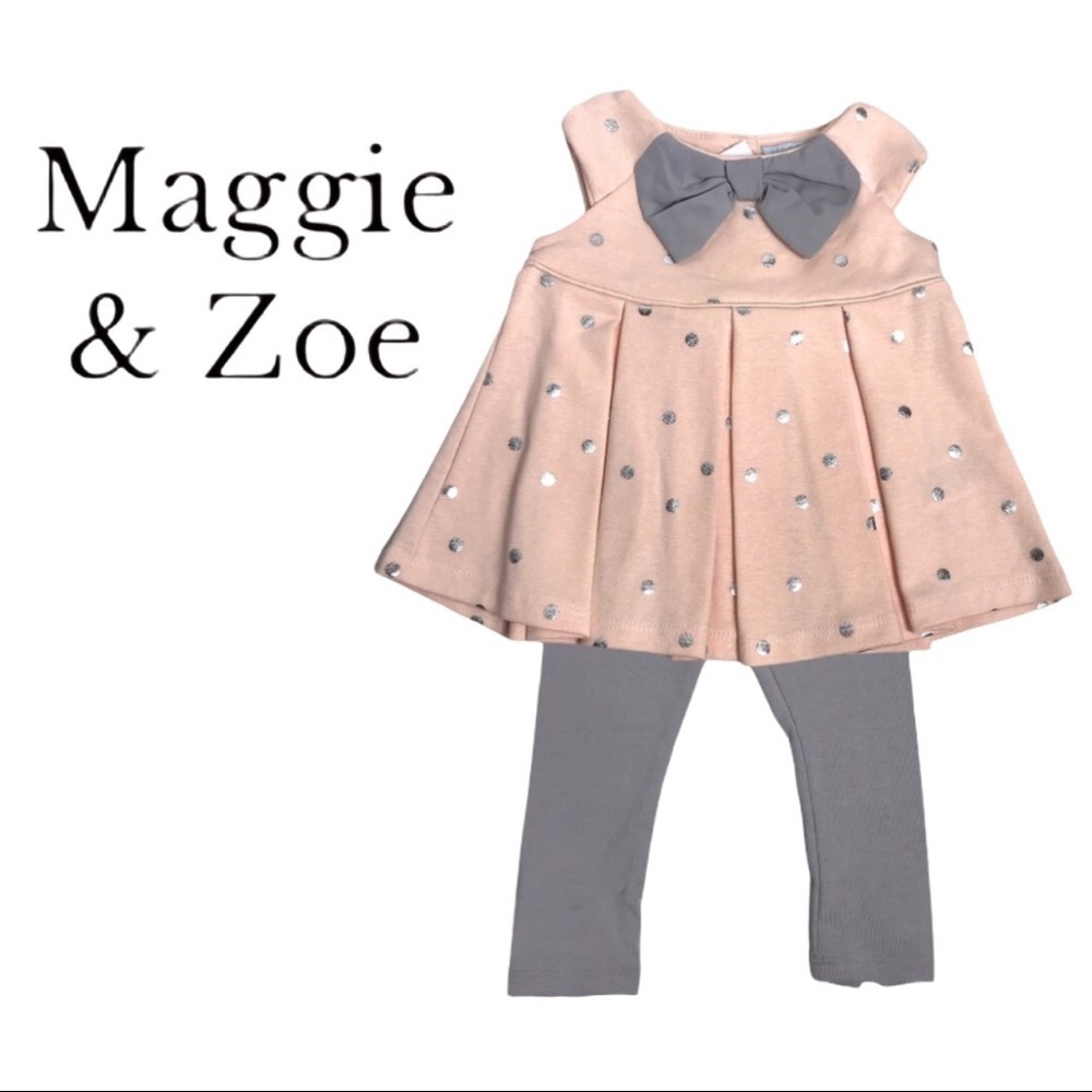 NWT Maggie & Zoe Peach & Gray Dress/Leggings Set